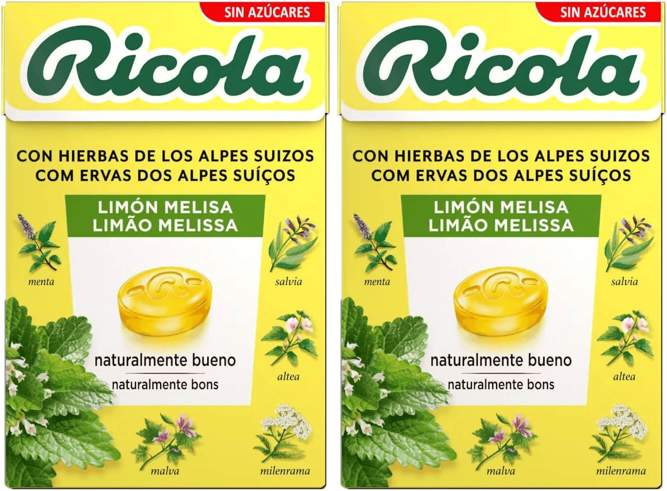 Ricola ▫️ Lemon Rebuçados de erva-cidreira sem açúcar 50 g