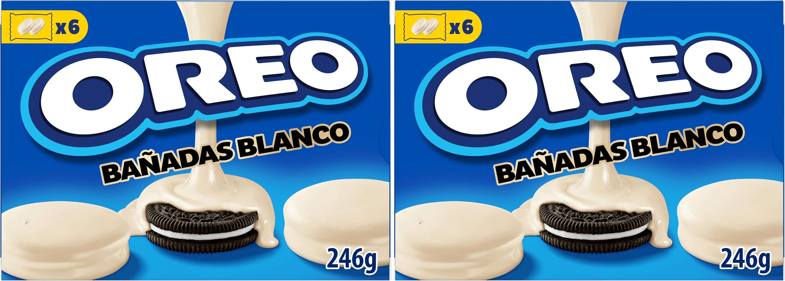 Oreo ▫️ White Dipped, bolachas de chocolate recheadas com creme de baunilha e cobertura com sabor a chocolate branco, embalagem de 6 saquetas de 2 unidades, 246 g