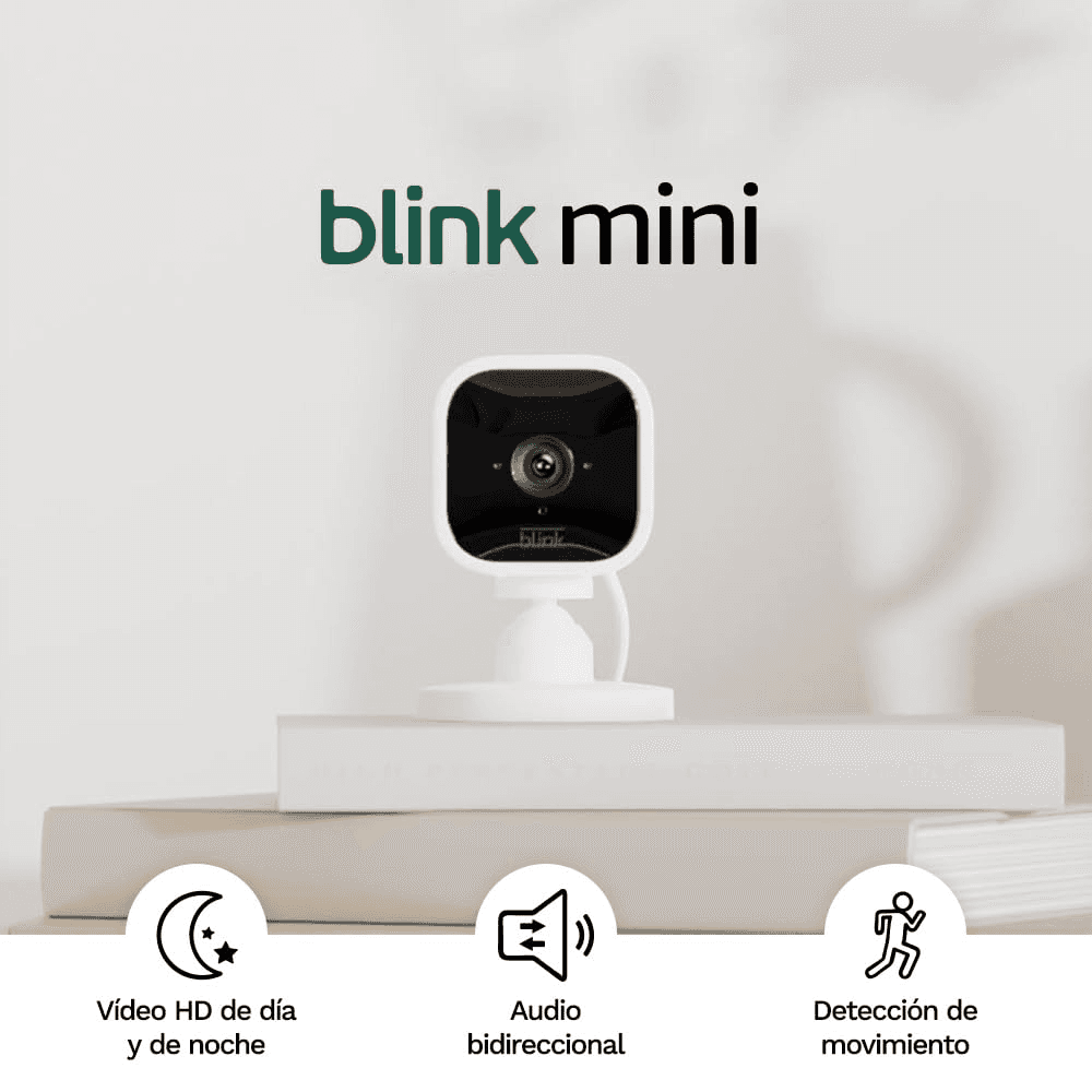 Blink ▫️ Mini : Câmara de segurança inteligente, compacta, interior, com fios, vídeo HD 1080p, deteção de movimento, áudio bidirecional, fácil de configurar, compatível com Alexa : 2 câmaras (branco)