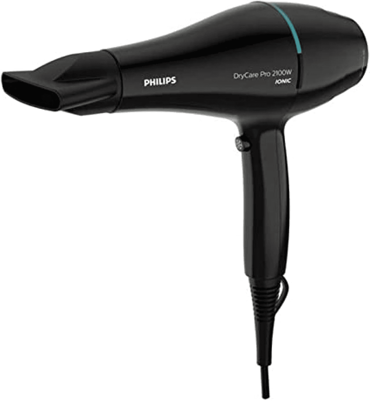 Philips ▫️ Secador de cabelo motor AC, cuidado iónico, bocal de 9 mm, 6 velocidades, temperatura ThermoProtect, 2100 W, BHD272/00, preto e turquesa