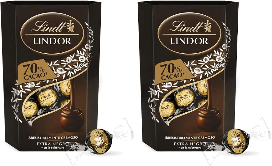 Lindt ▫️ chocolates LINDOR CORNET chocolate preto 70% cacau, chocolates deliciosos com interior de chocolate cremoso, 200 g, aprox. 16 chocolates