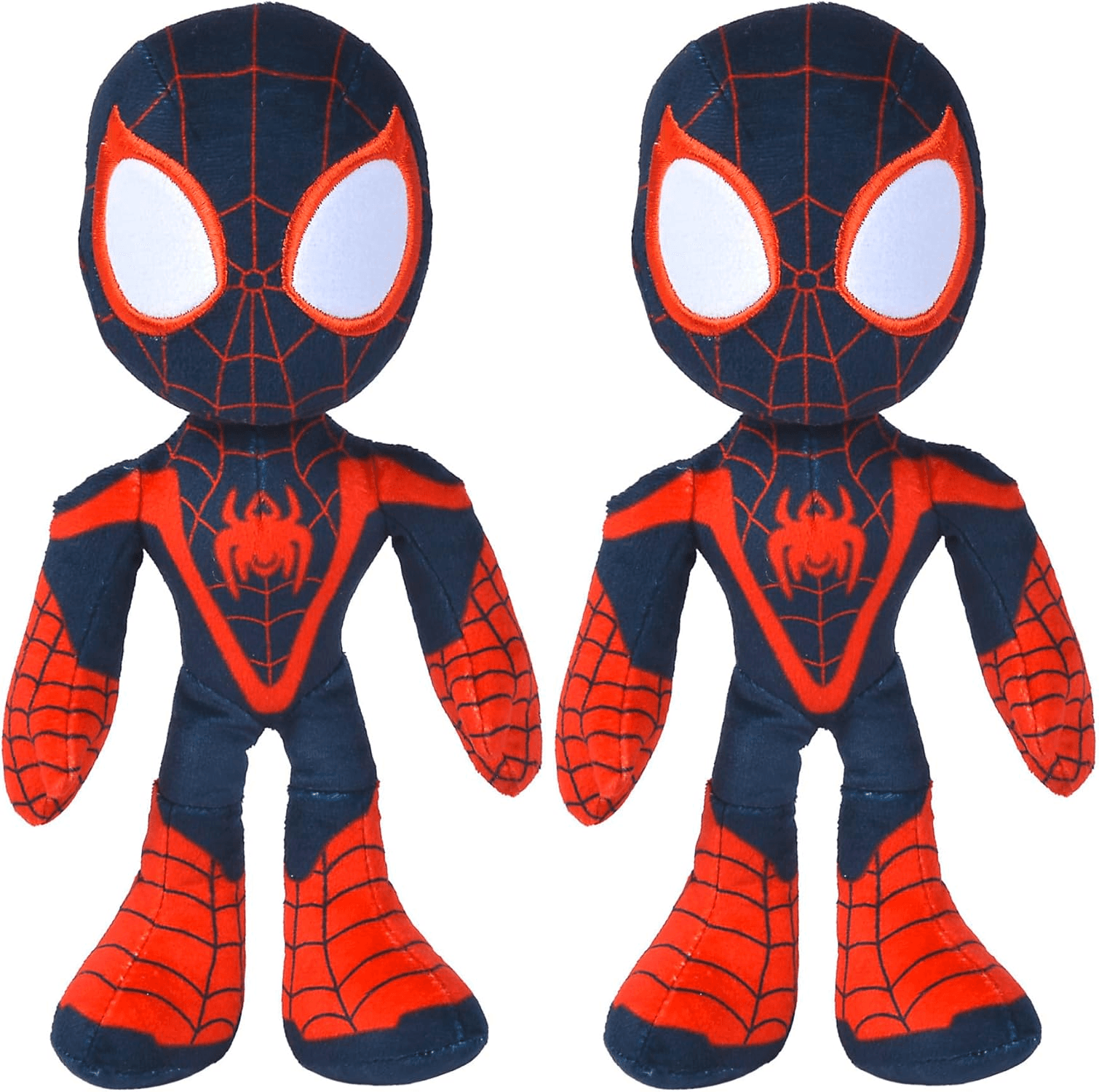 Simba ▫️ Disney Marvel Miles Morales Peluche de 25 cm, Personagem da série Marvel Aranha e os Seus Incríveis Amigos, com olhos que brilham no escuro.