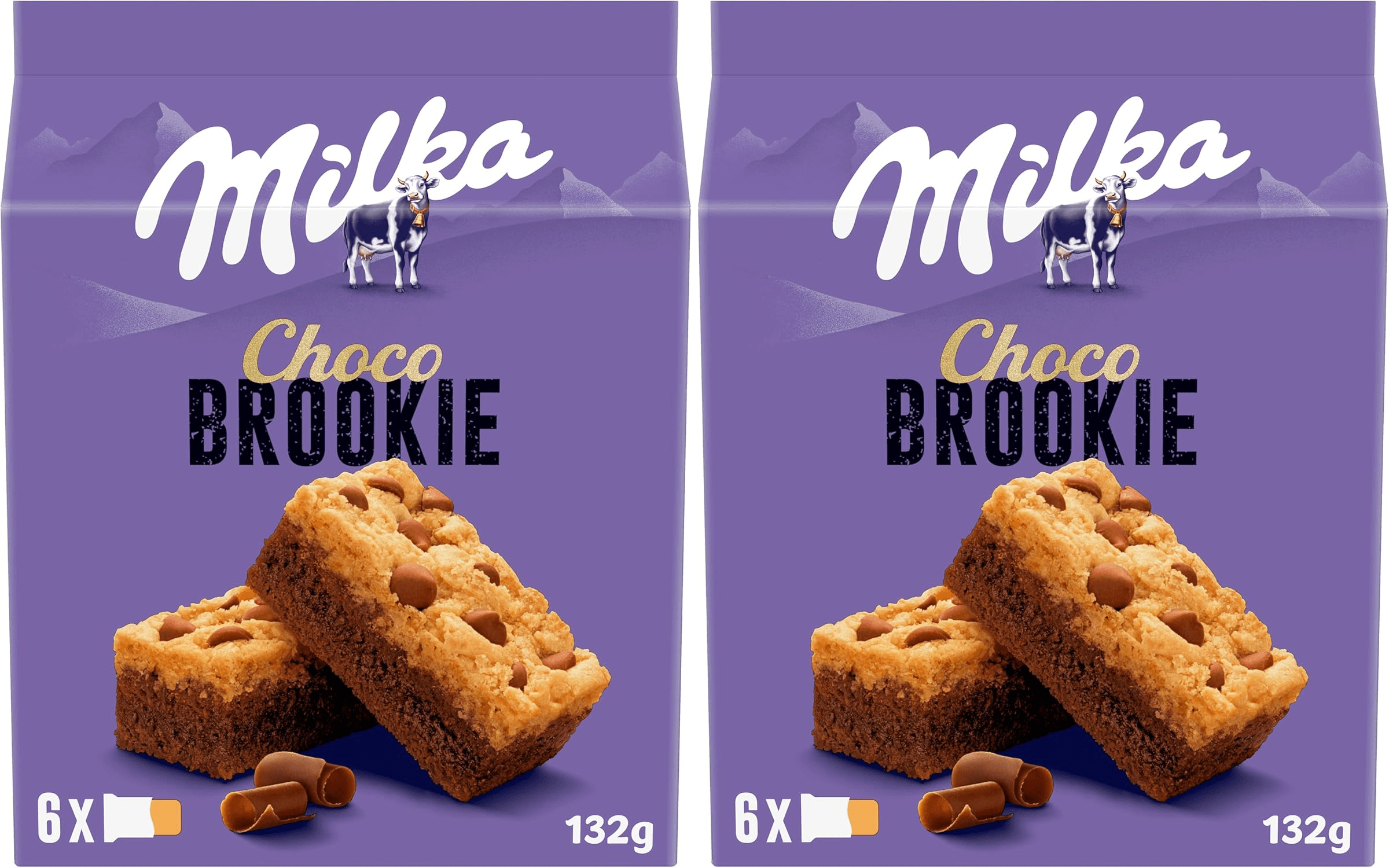 Milka ▫️ Choco Brookie, Bolo de Chocolate de Leite Alpino, Pedaços de Chocolate de Leite, Formato de Bolso 132g