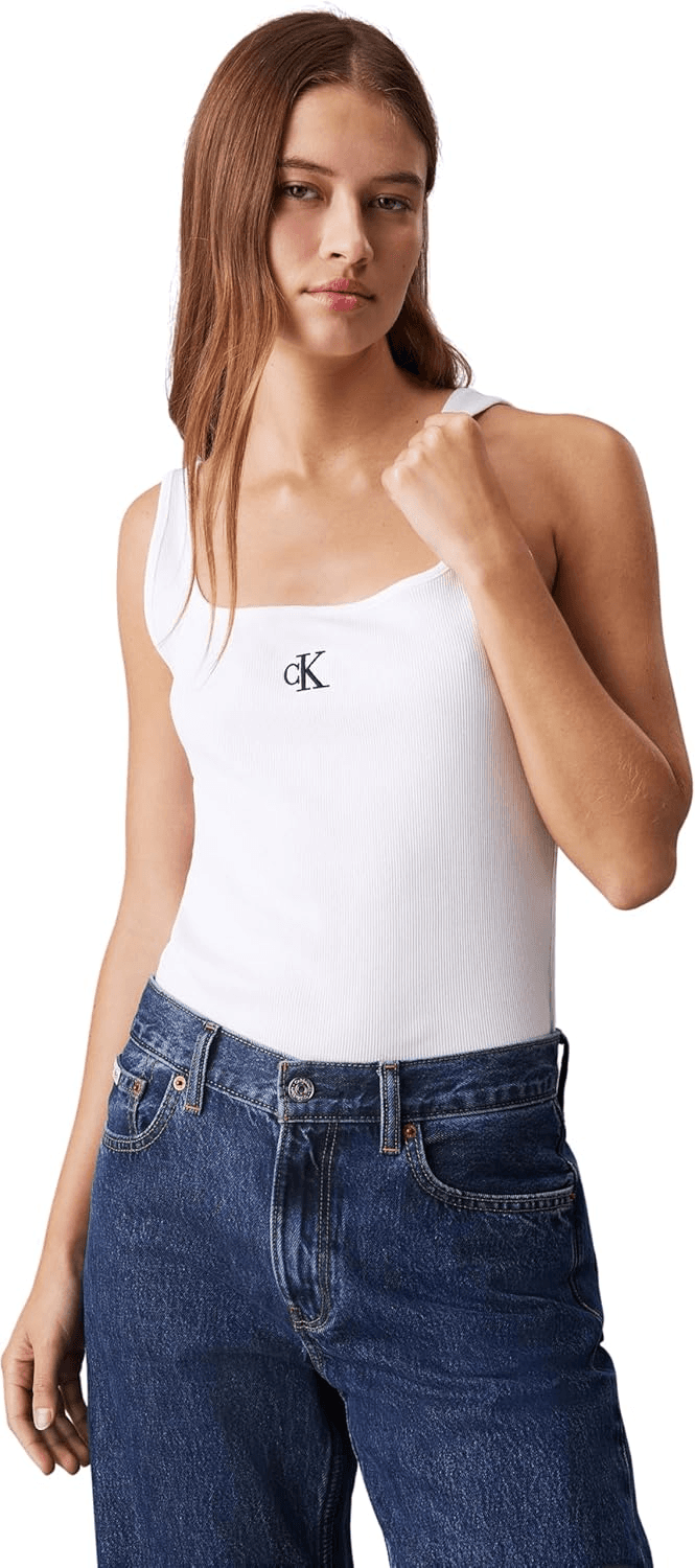 Calvin Klein ▫️ Women's CK Rib Tank Top Tank Top com gola redonda