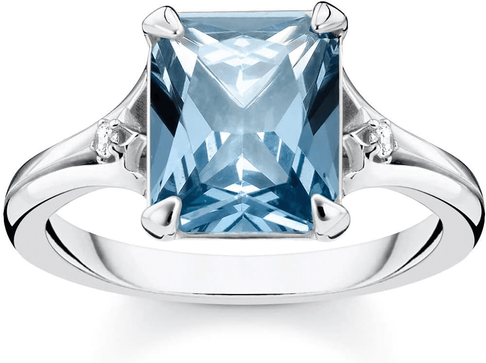 Thomas Sabo ▫️ Anel de pedra azul com lua e estrela em prata de lei 925 TR2297-644-1