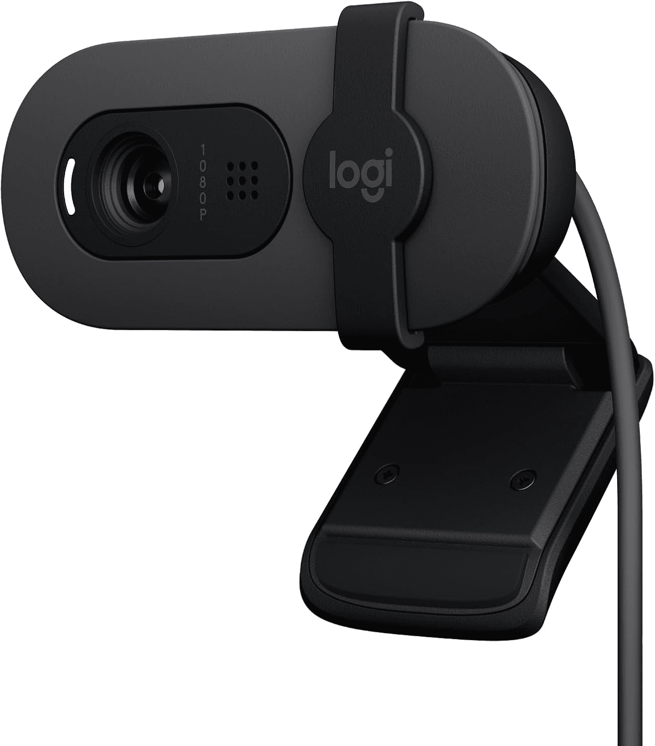 Logitech ▫️ Brio 100, Webcam Full HD para reuniões e transmissões, equilíbrio automático da iluminação, microfone incorporado, tampa de privacidade, USB-A, Microsoft Teams, Google Meet, Zoom e muito mais,Grafite