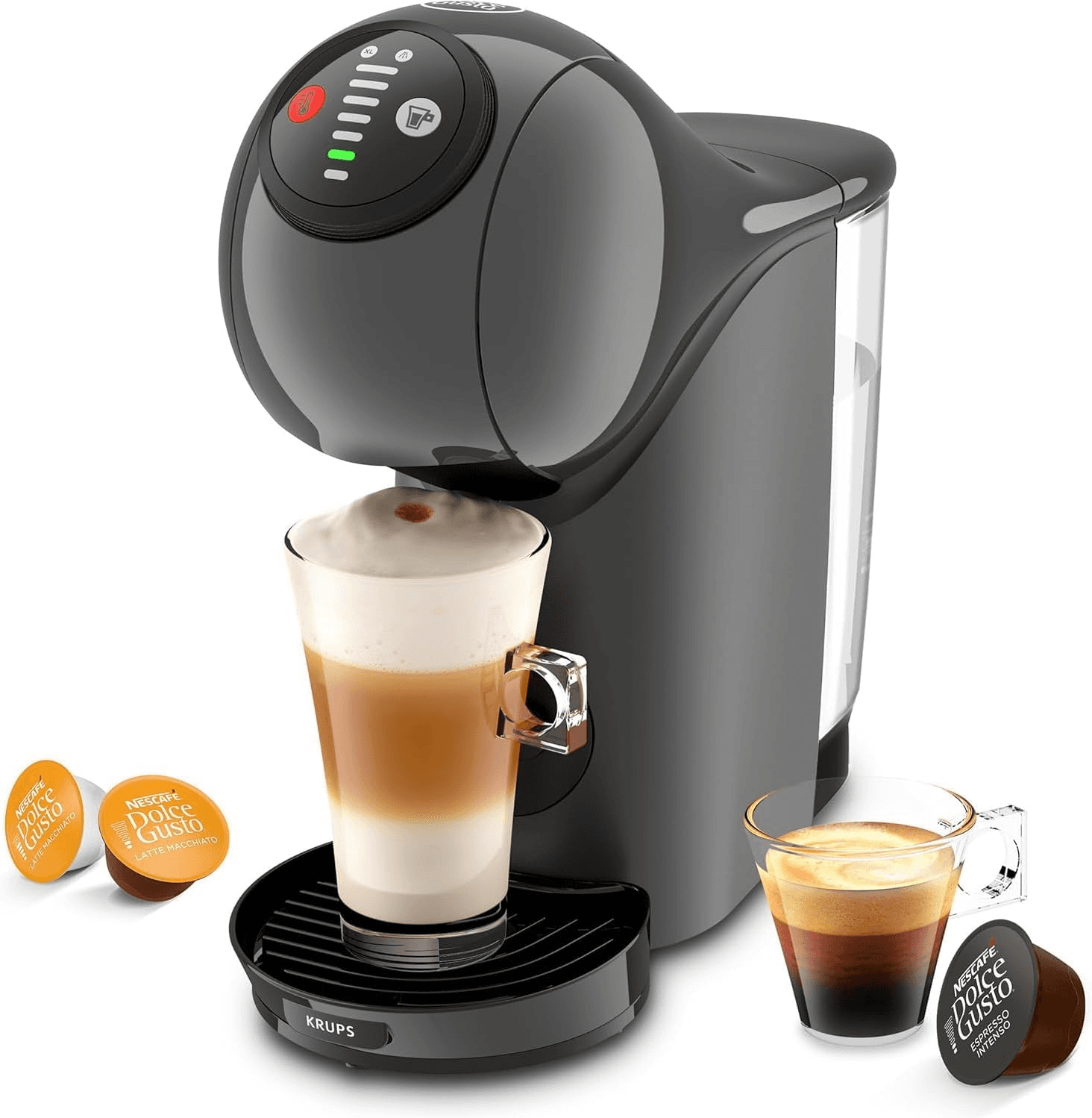 KRUPS ▫️ Máquina multibebidas de cápsulas GENIO S, compacta, alta pressão, tamanhos ajustáveis XL, café expresso impecável com creme espesso em apenas 30 segundos, paragem automática, KP243B10