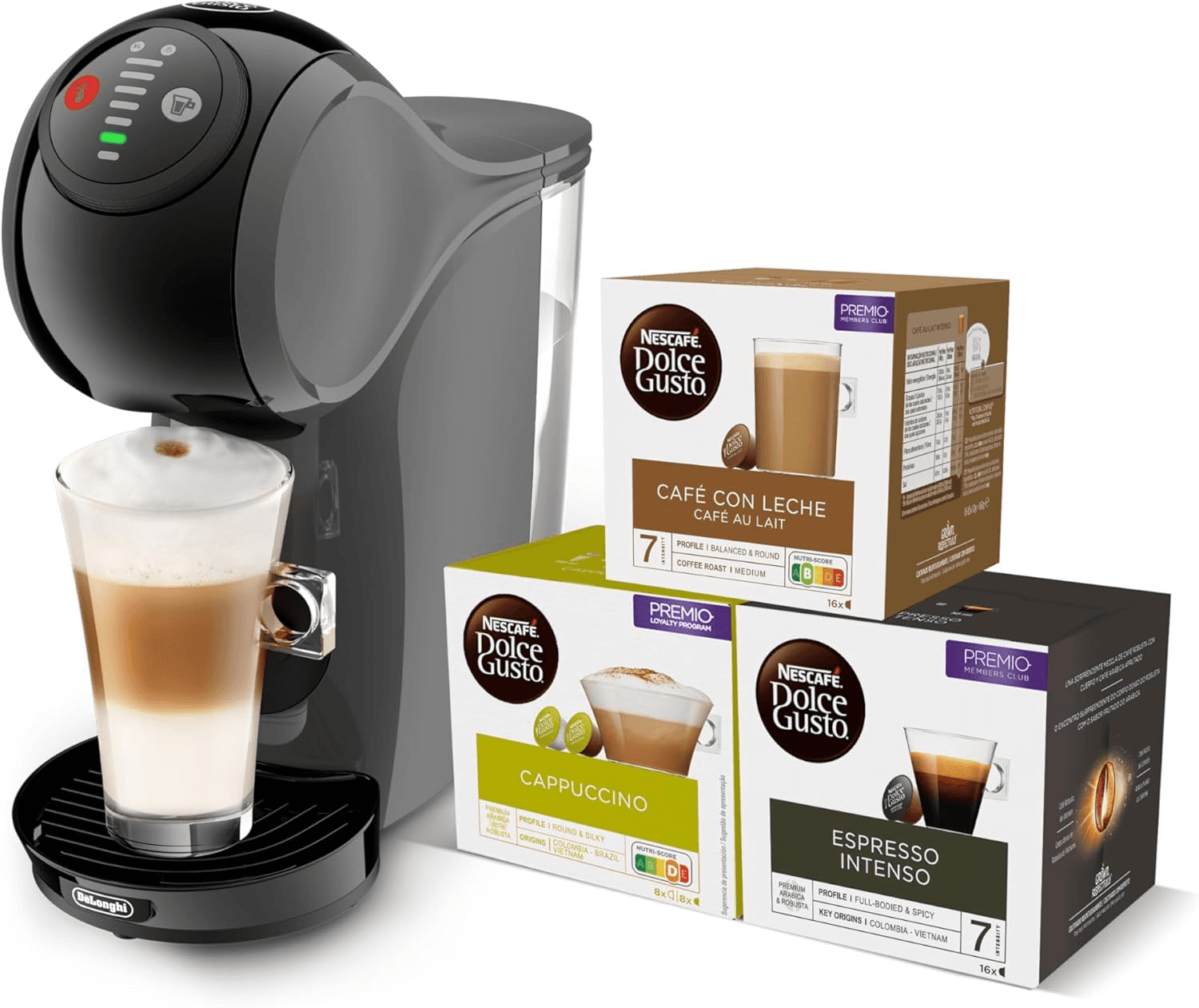Nescafé Dolce Gusto ▫️ De'Longhi Dolce Gusto Genio S EDG226.A, máquina de café de cápsulas, inclui 3 pacotes de cápsulas, design compacto, tamanho de bebida ajustável, depósito de água amovível de 0,8 L, 1600 W, cinzento