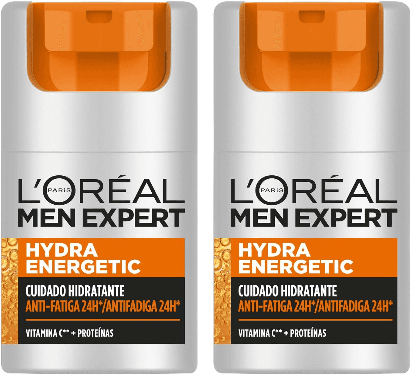 L'Oreal Paris Men Expert ▫️ L'Oréal Men Expert Creme Hidratante Anti-Fadiga para Homem, Creme Hidra Energético para Homem com Vitamina C*, Combate o aparecimento de olheiras e hidrata a pele - 50 ml (Embalagem de 2)
