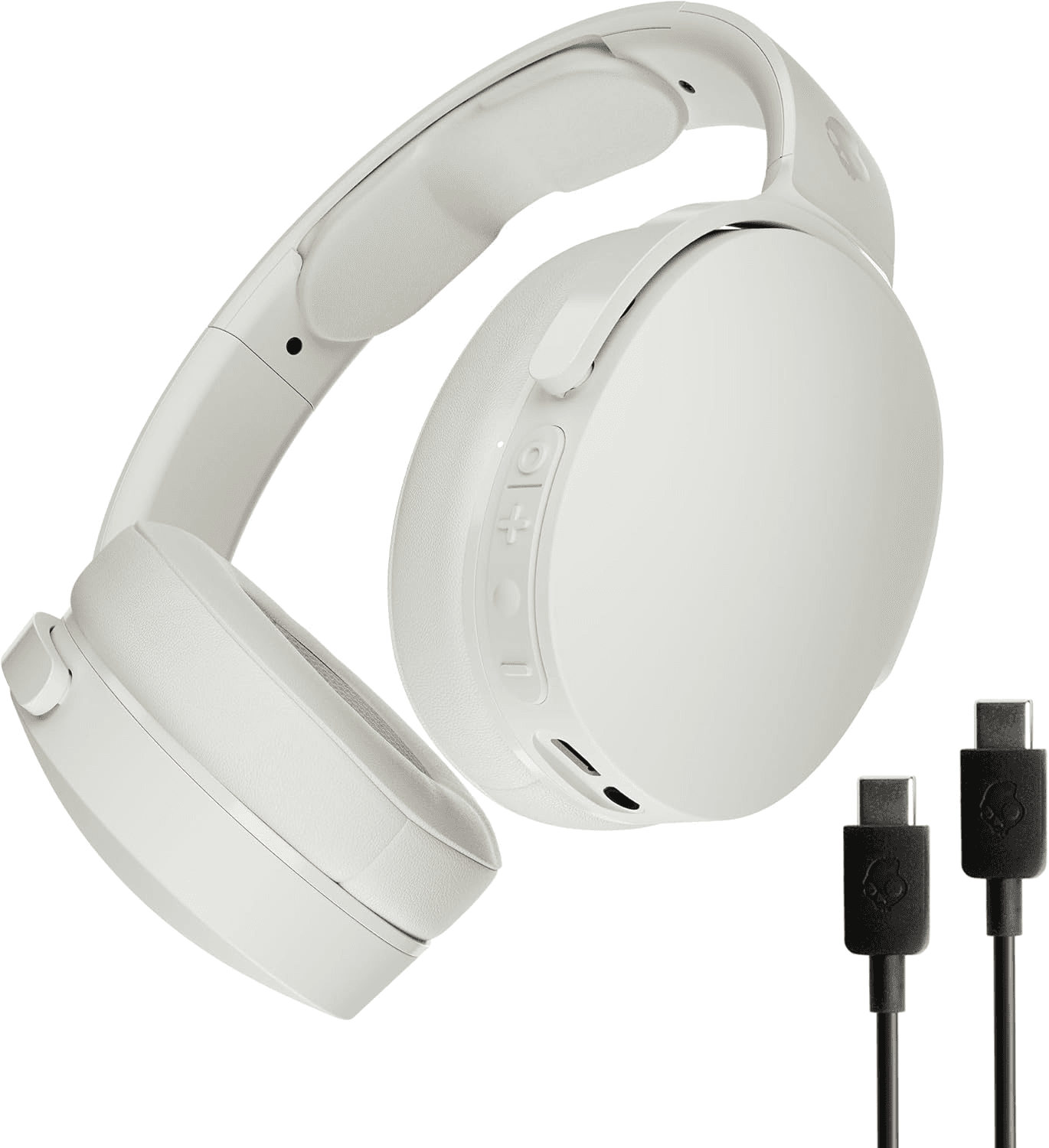 Skullcandy ▫️ Auscultadores sem fios Bluetooth sobre o ouvido Hesh EVO com cabo de carregamento USB-C extra-longo, isolamento de som, bateria com autonomia de 36 horas, design leve e dobrável - Branco