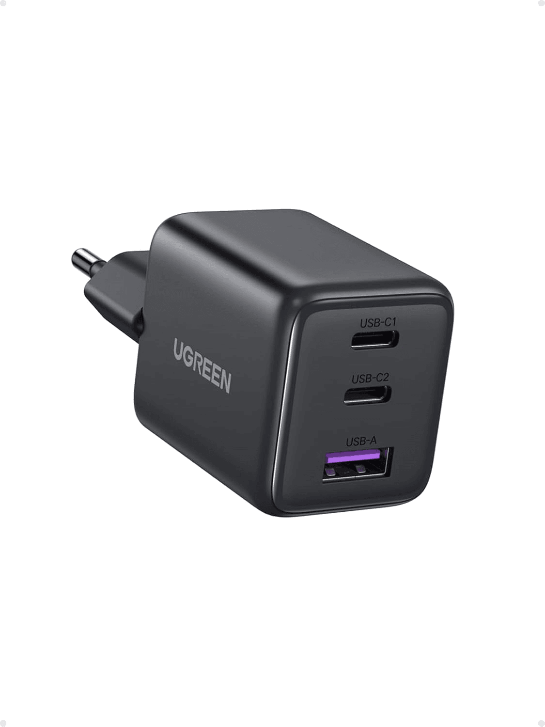 UGREEN ▫️ Carregador Zapix USB C 30W, adaptador para iPhone de 3 portas (2C + 1A) GAN II compatível com iPhone 17 Pro MAX Air 16/15/14; Galaxy S25 / S24; Google Pixel 10/9/8 （preto