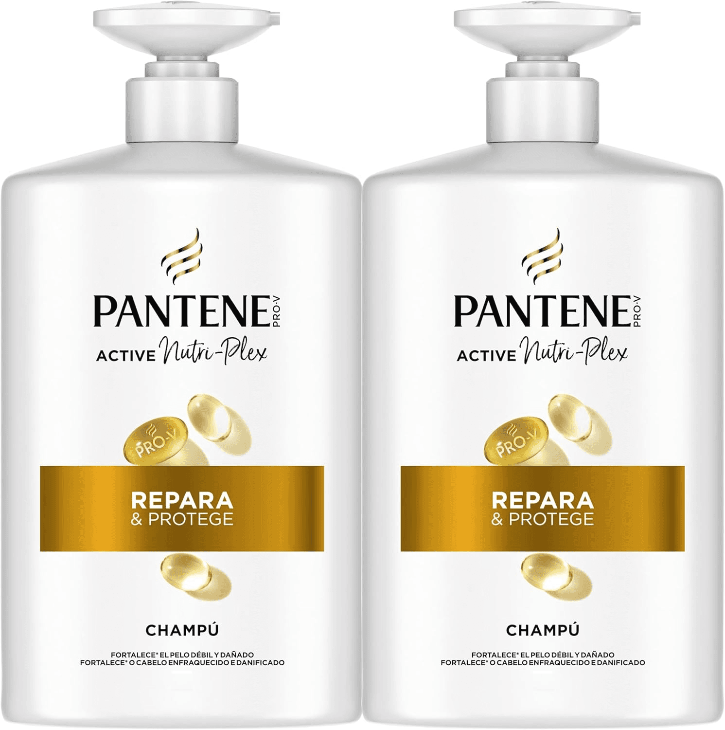 Pantene ▫️ Champô Pro-V Repara e Protege 2x1000ML, Dispensador, Cabelo Seco e Estragado. Limpa e protege as ligações do cabelo. Sem silicone. Nutri-Ple ativo