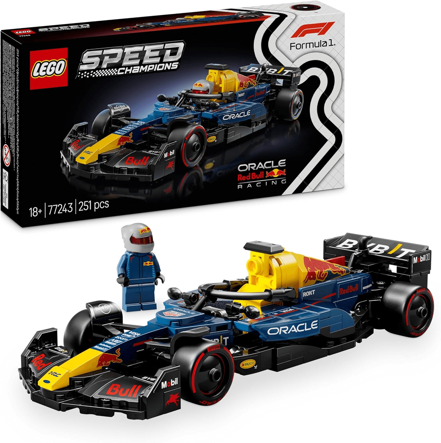 LEGO ▫️ Speed Champions Oracle Red Bull Racing RB20 F1 Modelo de Carro de Corrida para Adultos com 1 Minifigura de Piloto de Fórmula 1, Prenda para Coleccionadores Homens e Mulheres 77243