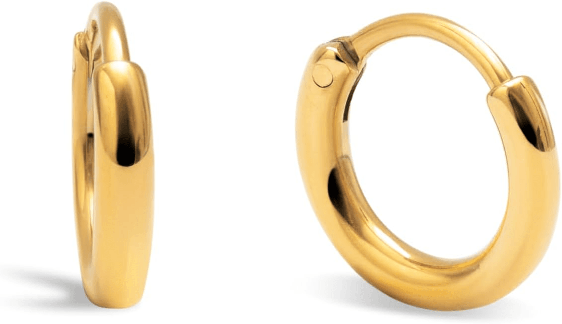 SINGULARU ▫️ Maria L. Brincos de aço banhados a ouro 18 quilates Bijuteria para senhora.