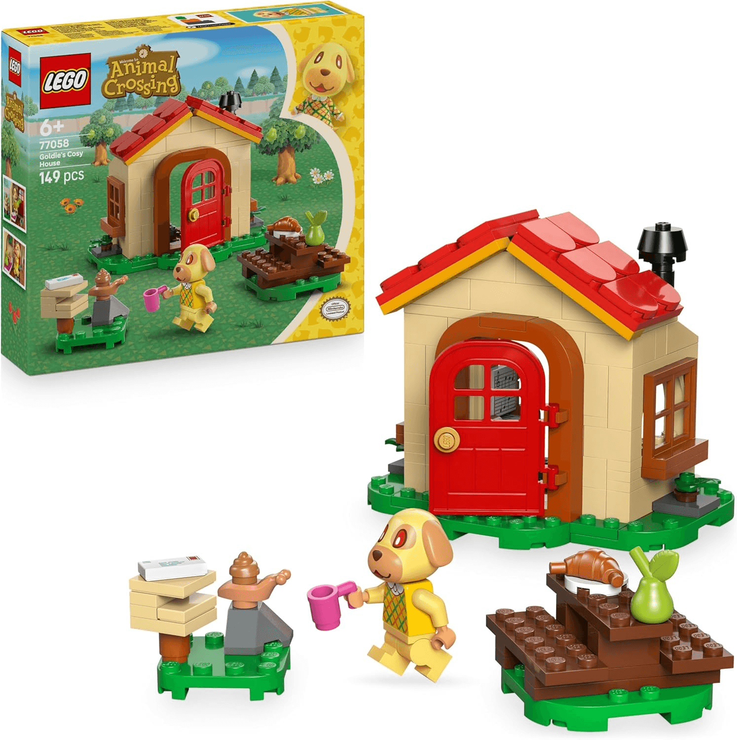 LEGO ▫️ Animal Crossing Tere's Cozy Home - Minifigura de Cachorro, Piano de Brinquedo, Mesa de Piquenique e Comida - Prenda de Jogador para Raparigas e Rapazes com Mais de 6 Anos Fãs de Videojogos 77058