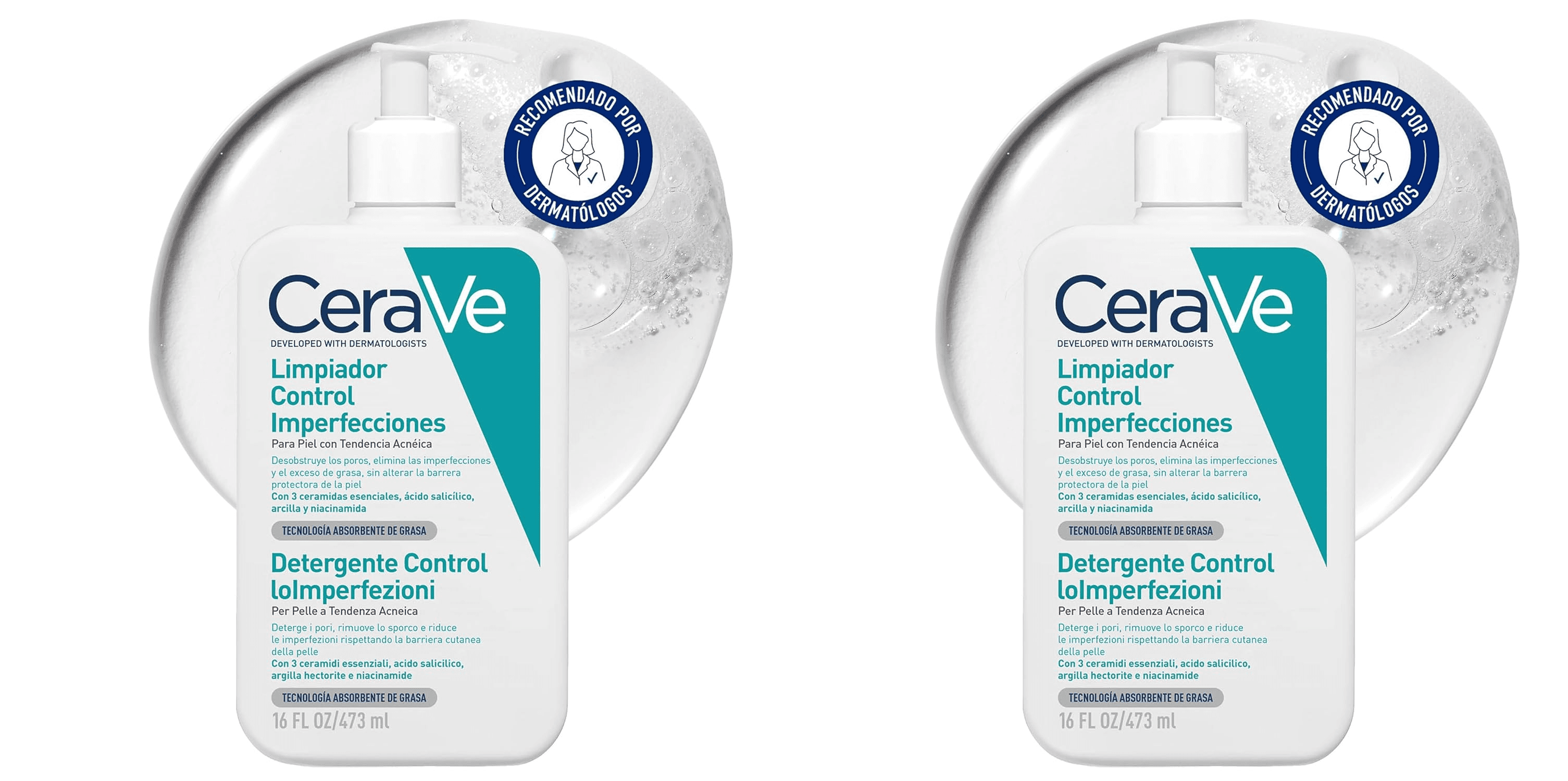 CeraVe - Blemish Control, Gel de Limpeza para Pele Oleosa e Acneica, Reduz o Acne, os Pontos Negros e Melhora os Poros, Gel de Tratamento com Ácido Salicílico, 473 ml
