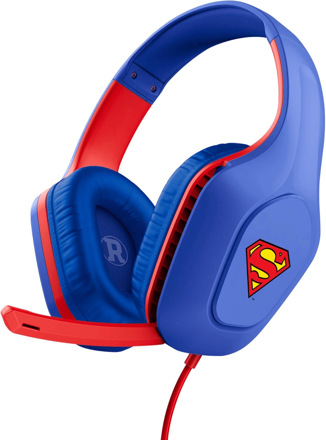 Trust Gaming ▫️ GXTrust 415SM Zirox Gaming Headset Superman License para PC Xbox PS4 PS5 Switch Mobile, Drivers de 50mm, Ligação de 3,5mm, Microfone Dobrável, Auriculares Leves com Cabo Over-Ear de 1,2m, Azul