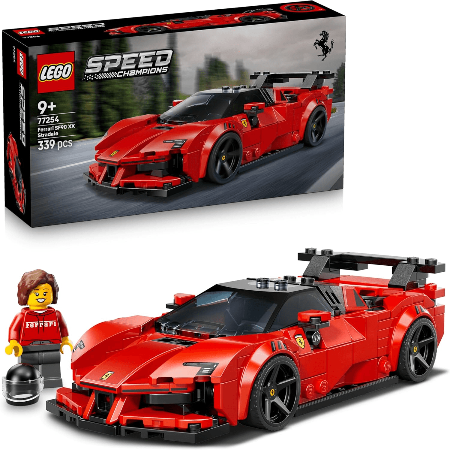 LEGO ▫️ Speed Champions Ferrari SF90 XX Stradale Sports Car - Modelo de Carro de Brinquedo com Minifigura de Condutor Colecionável - Prenda de Páscoa para Crianças com Mais de 9 Anos e Fãs de Carros - 77254