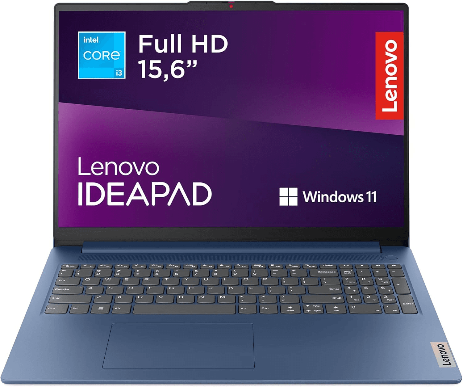 Lenovo ▫️ IdeaPad Slim 3 Gen 8 - Computador portátil FHD de 15,6'' (Intel Core i3-N305, placa gráfica Intel UHD, 8 GB de RAM, 256 GB SSD, Wi-Fi 6, Win 11 Home, versão de avaliação do Office) Teclado QWERTY espanhol - Azul Abismo