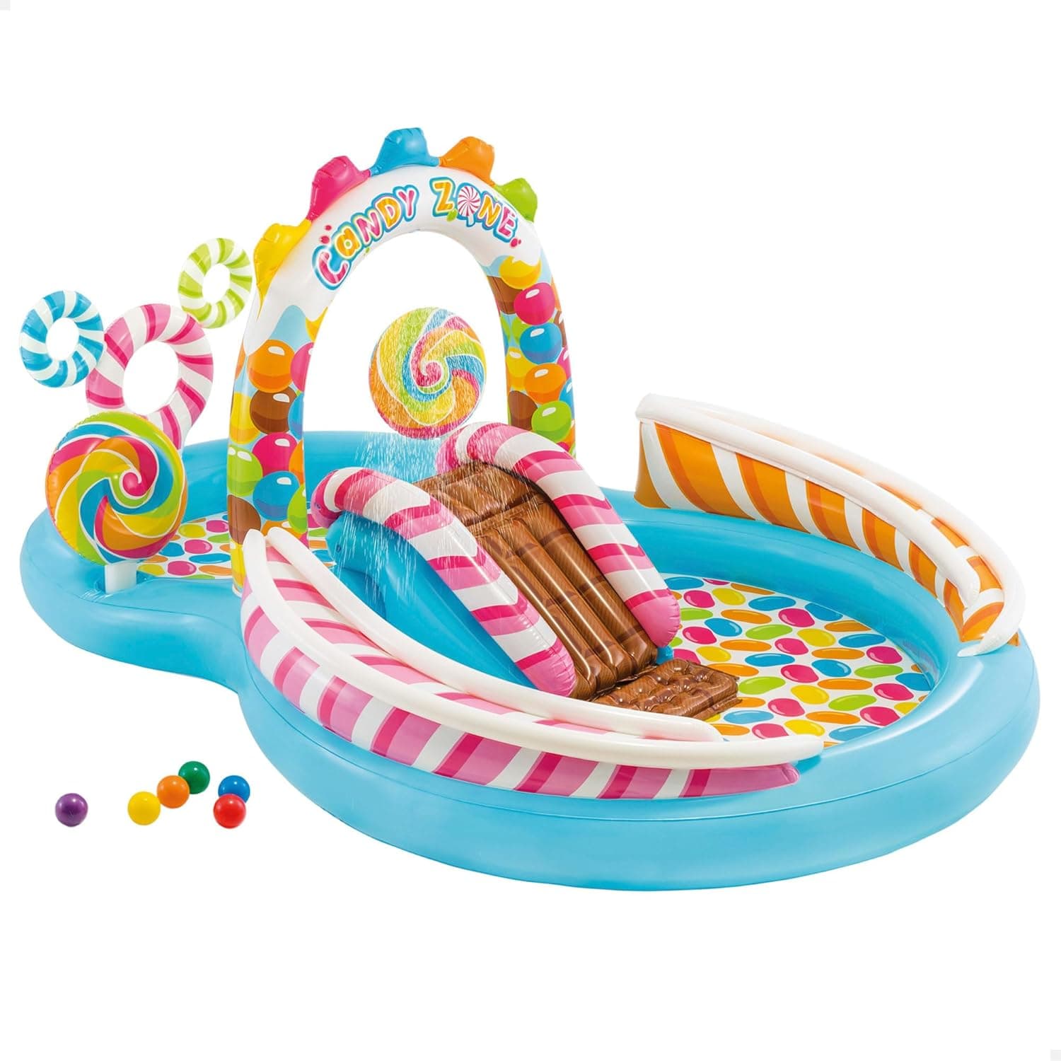 Intex ▫️ 57149NP - Centro de jogos insuflável Candy Zone 295 x 191 x 130 cm, Azul, 2 anos aos 10 anos