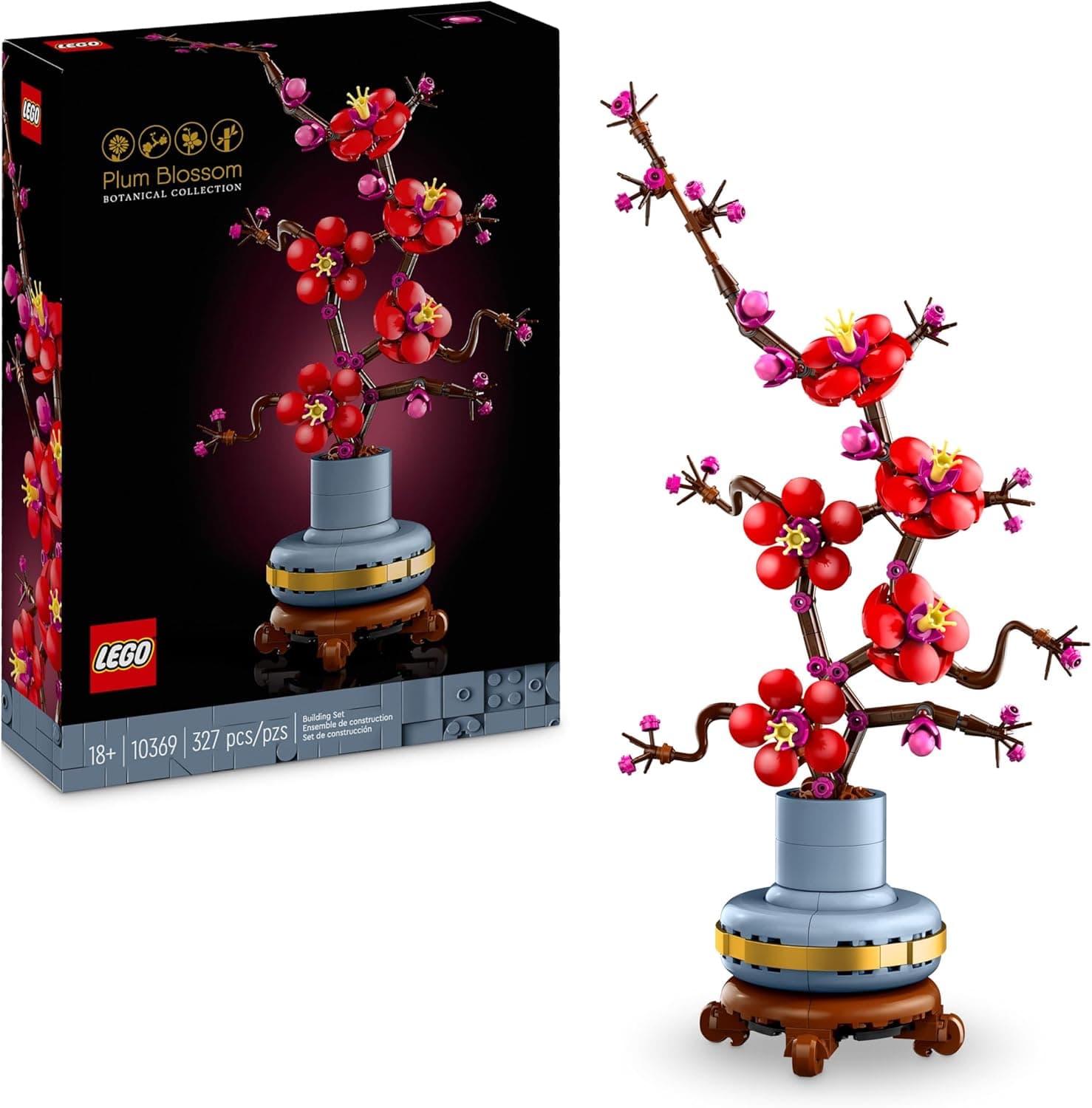 LEGO ▫️ Botanicals Flor de Ameixoeira Ornamento Floral - Flores Artificiais - Decoração de Casa e Sala de Estar - Modelo para Construir para Homens e Mulheres Adultos 10369