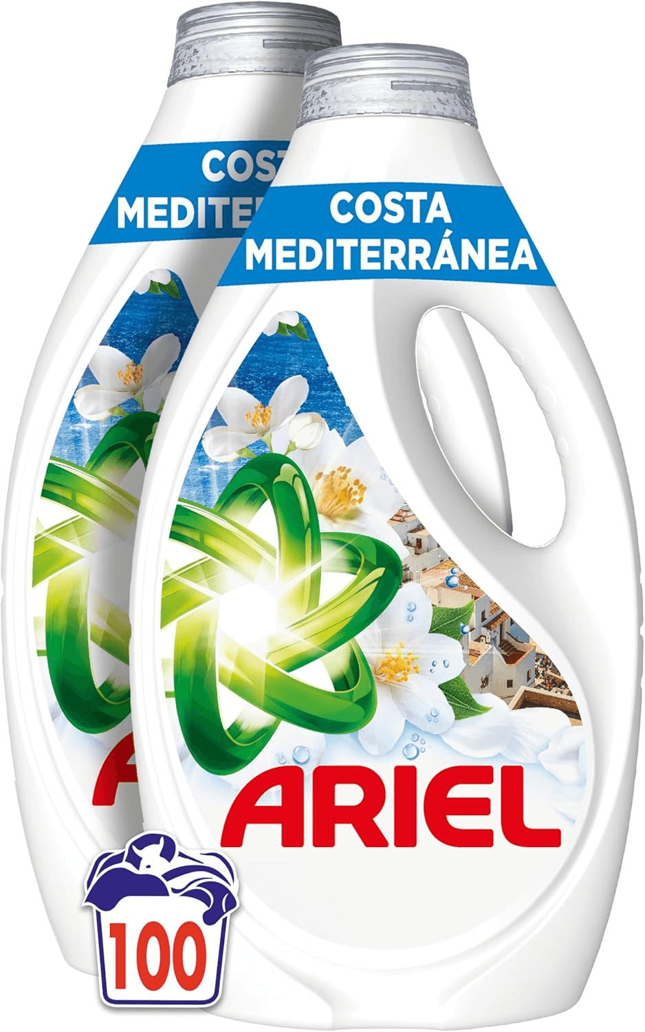 Ariel ▫️ Detergente Líquido para Máquina de Lavar Roupa 100 Lavagens, Sabonete Brisa do Mar e Jasmim, Edição Limitada Costa Mediterrânea