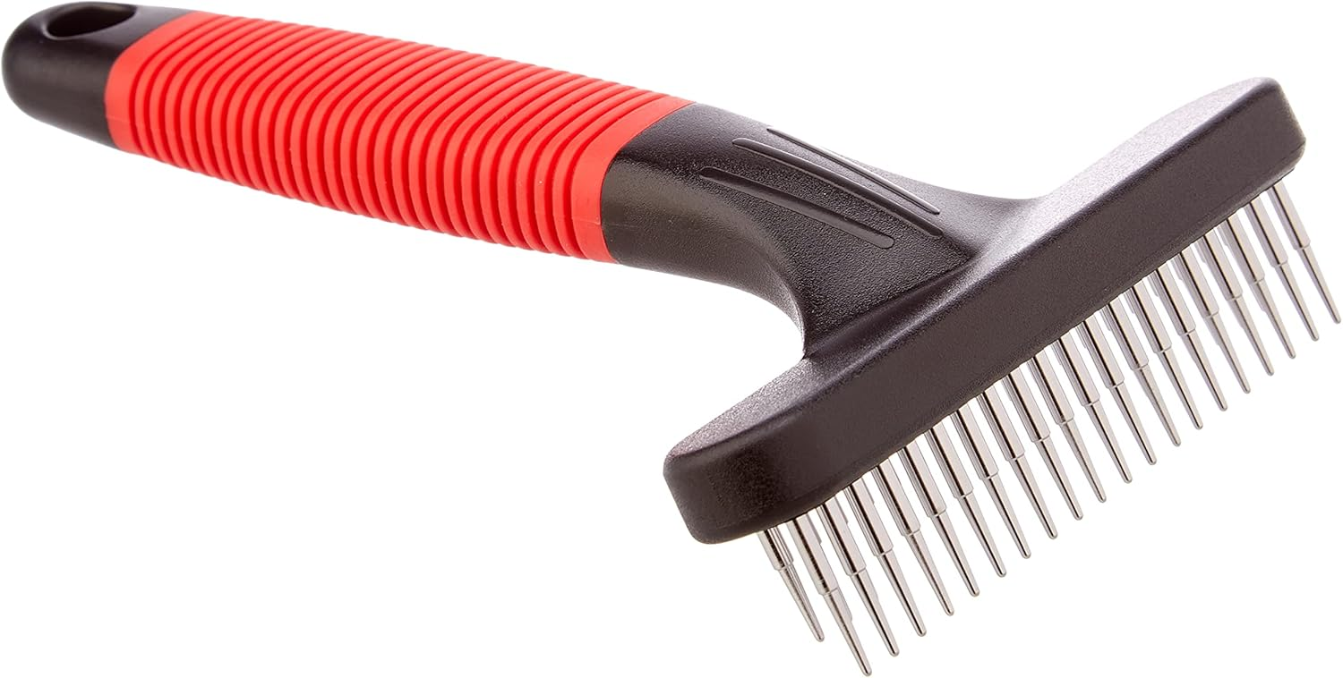 Ferplast ▫️ Pente 2 em 1 para cães e gatos, pelo médio e comprido, dentes arredondados rotativos anti-irritação e pega antiderrapante.