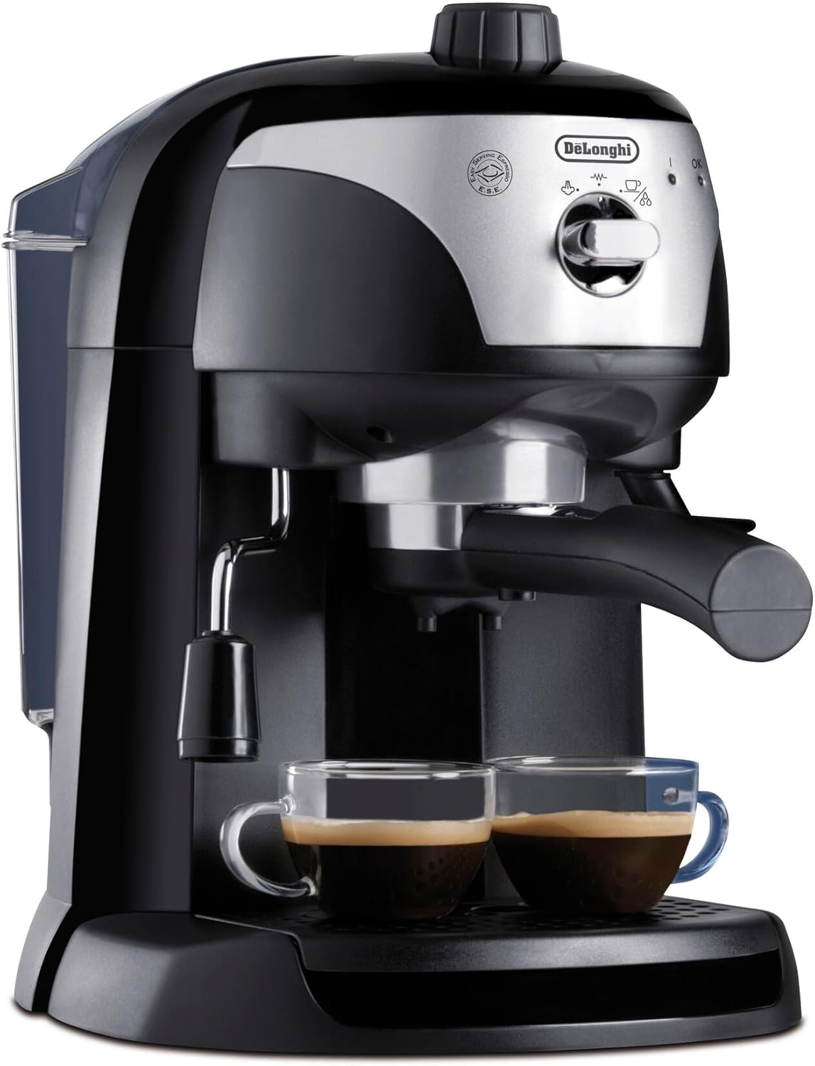 De'Longhi ▫️ EC201.CD.B - Máquina de café tradicional com bomba (15 bar de pressão, 2 chávenas, café moído ou filtros de dose única) preta