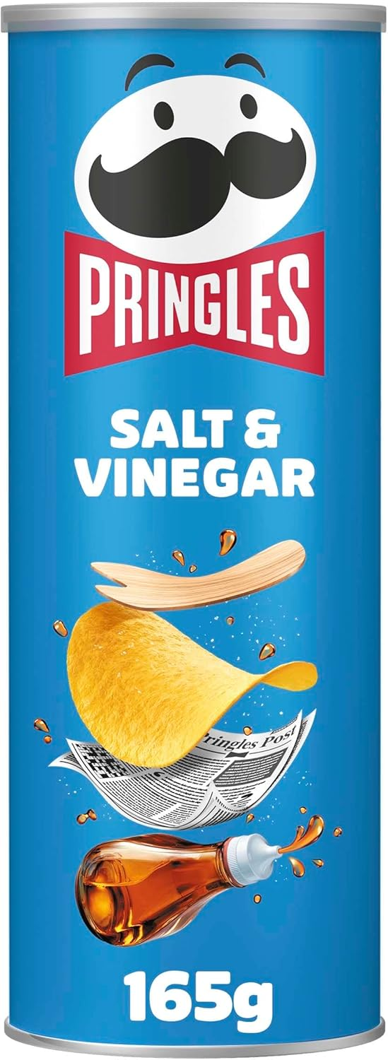 Pringles ▫️ Sal e Vinagre: Snack salgado com sabor a sal e vinagre: Tubo: 165g