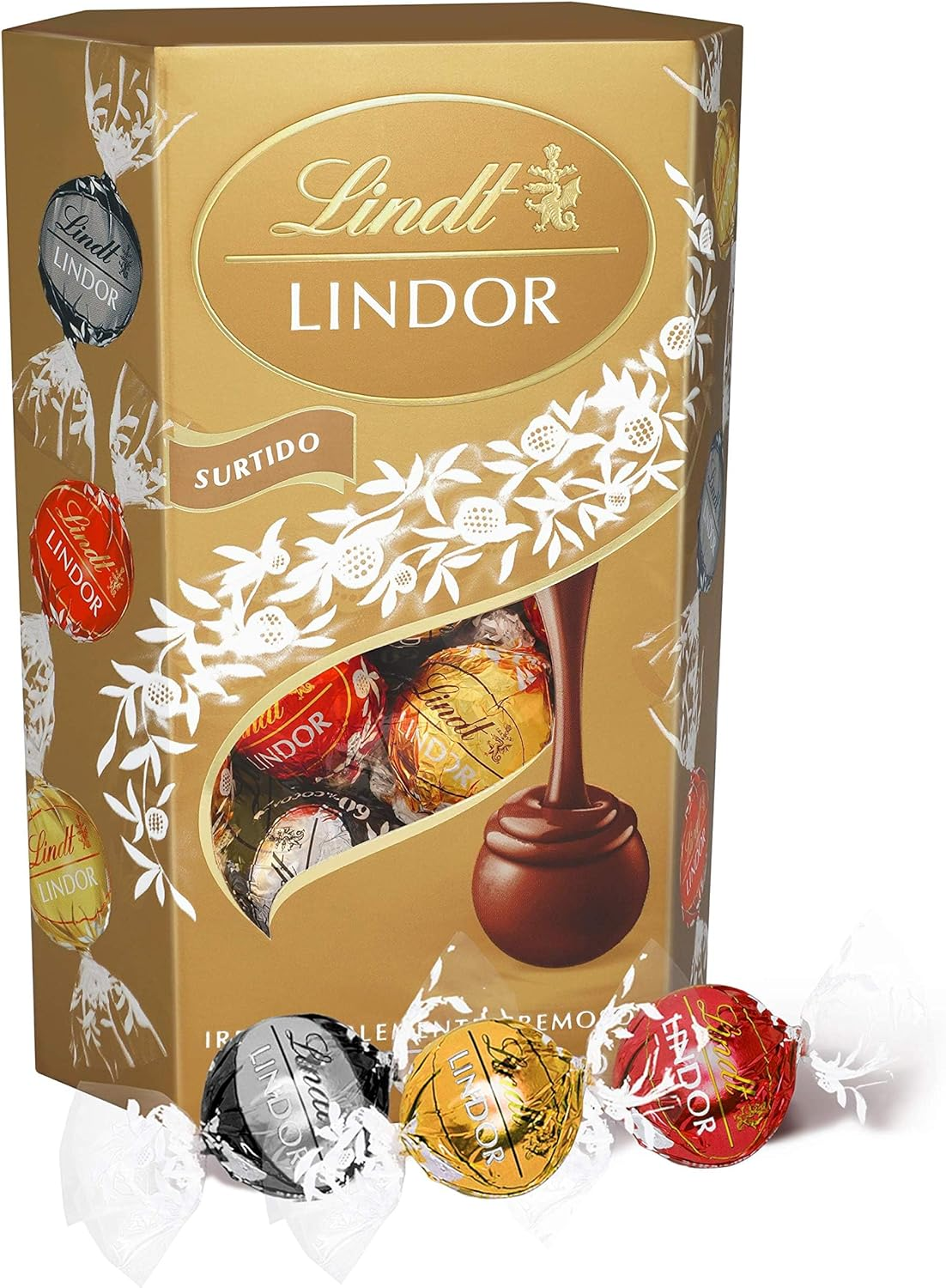 Lindt ▫️ LINDOR inclui chocolates de chocolate negro 70% cacau, chocolate de leite, chocolate branco, deliciosos chocolates com interior de chocolate cremoso, 200g, aprox. 16 chocolates.