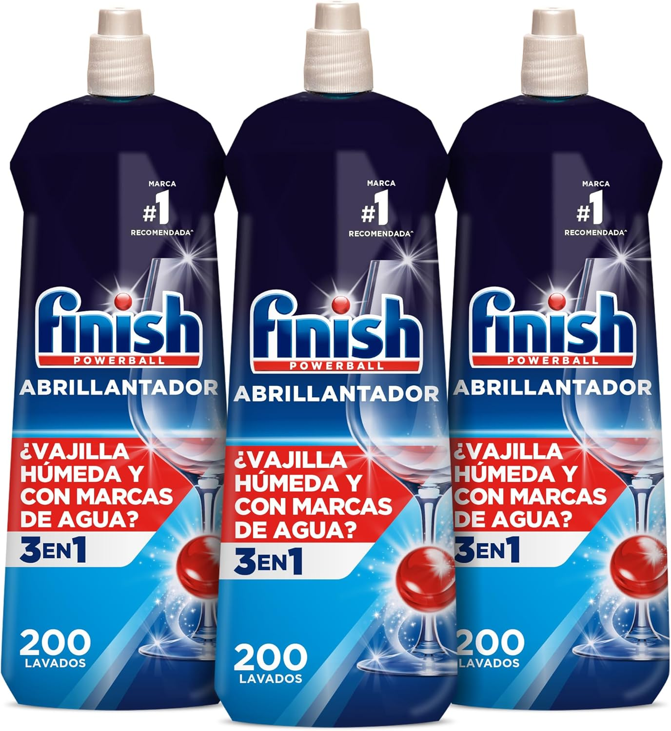 Finish ▫️ Powerball Lavagem da Máquina de Lavar Louça, brilhante, seco e sem riscos - 3 unidades x 800ml - Total 600 lavagens