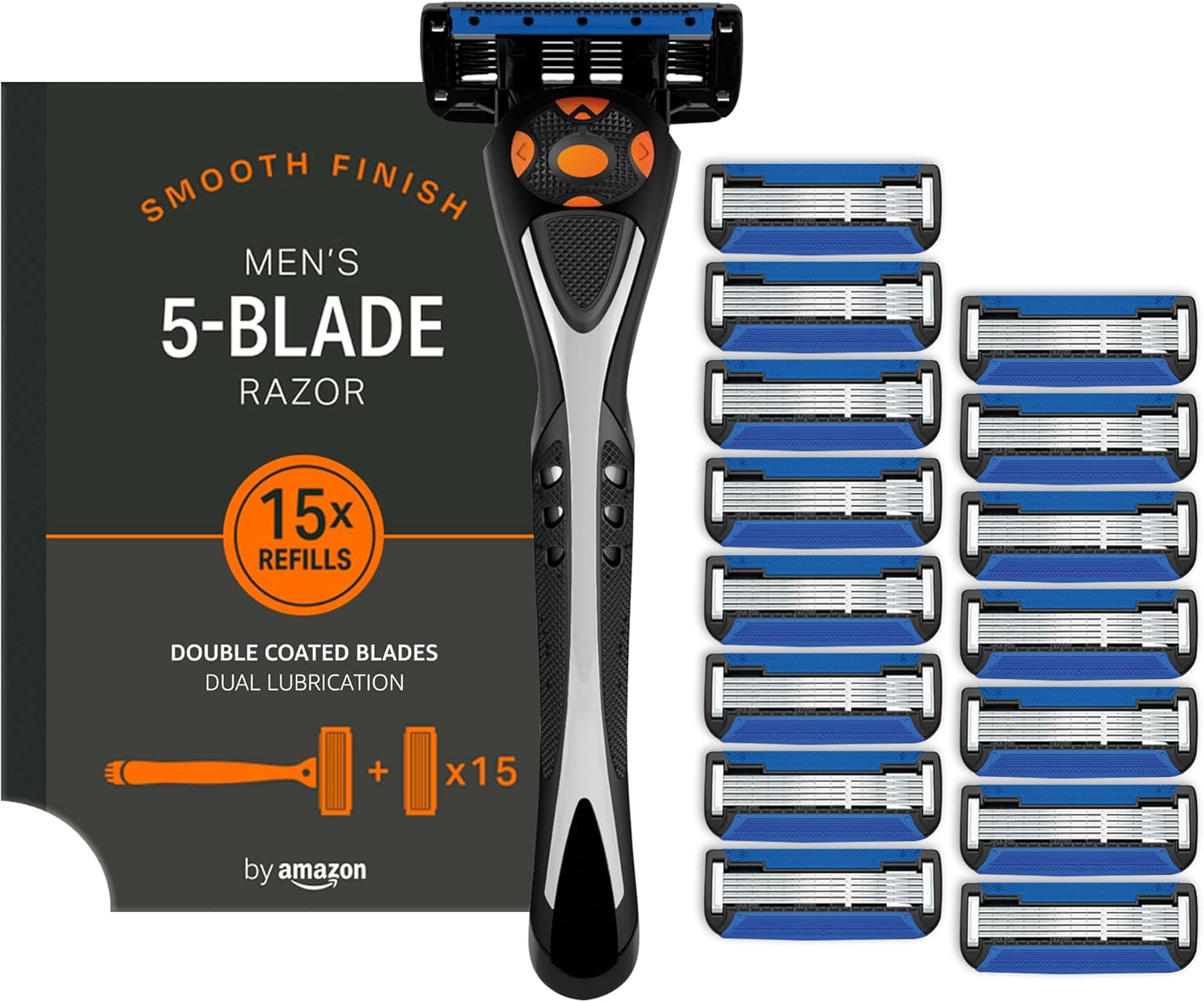 by Amazon ▫️ Máquina de barbear de segurança de 5 lâminas para homem com 15 recargas