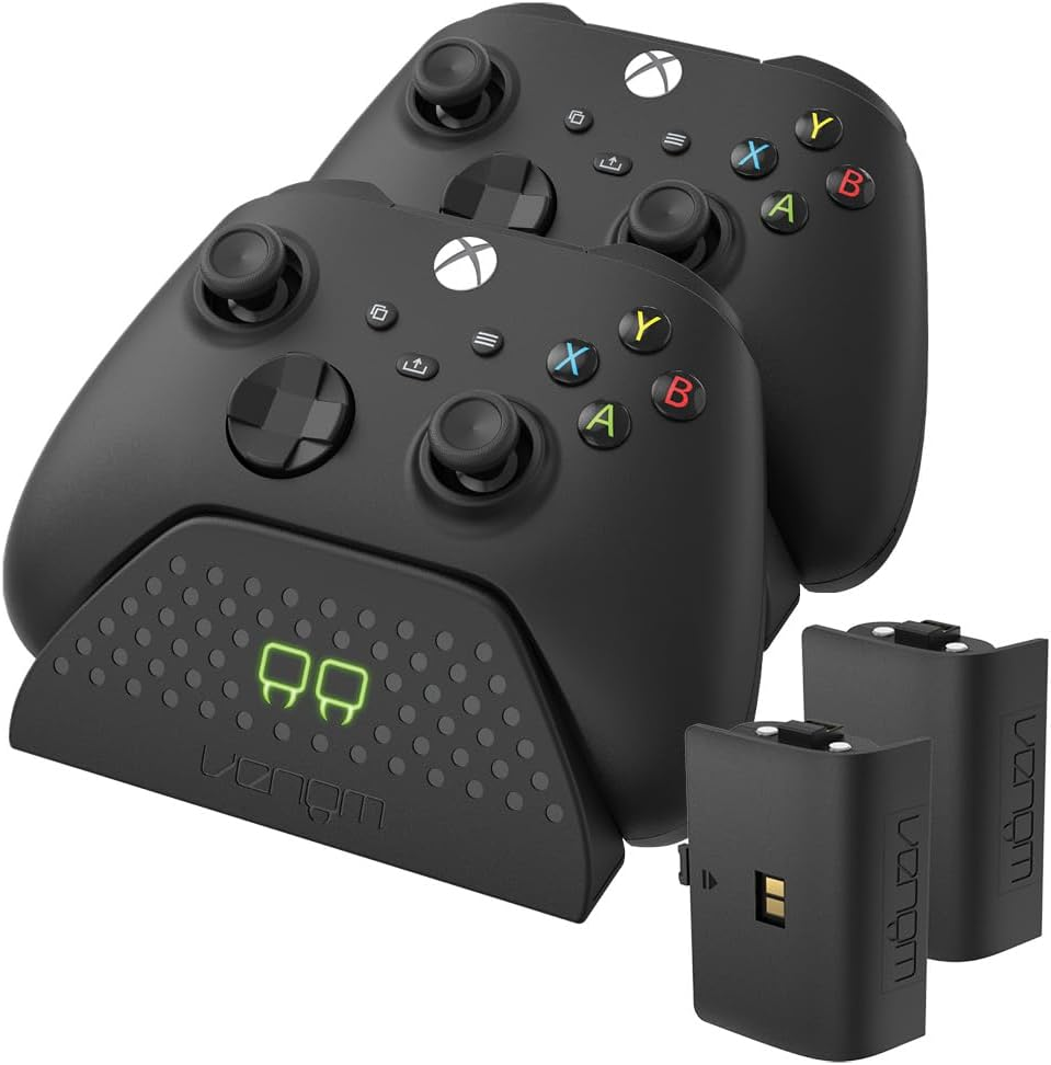Venom ▫️ Base de carregamento dupla com 2 baterias recarregáveis - Preto (Xbox X e S Series/Xbox One)