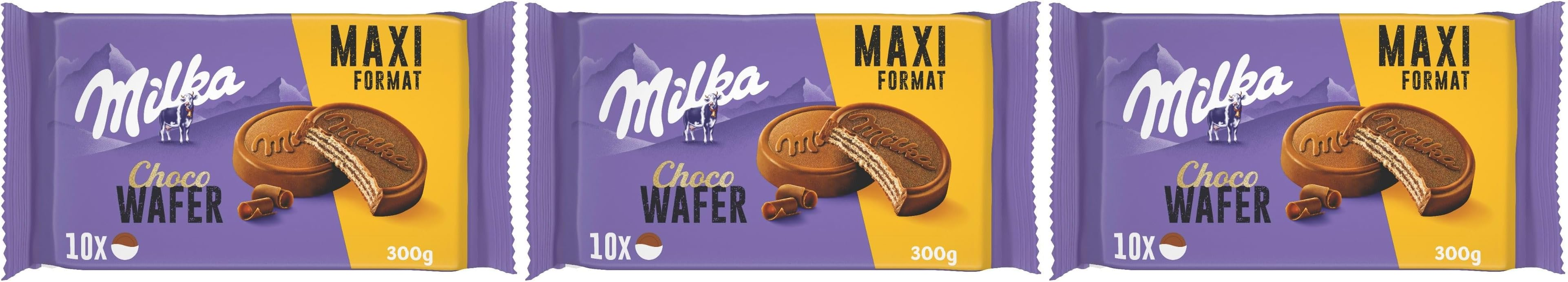 Milka ▫️ Choco Wafer Bolacha com Recheio de Cacau e Cobertura de Chocolate de Leite Alpino, Embalagem Família 300g