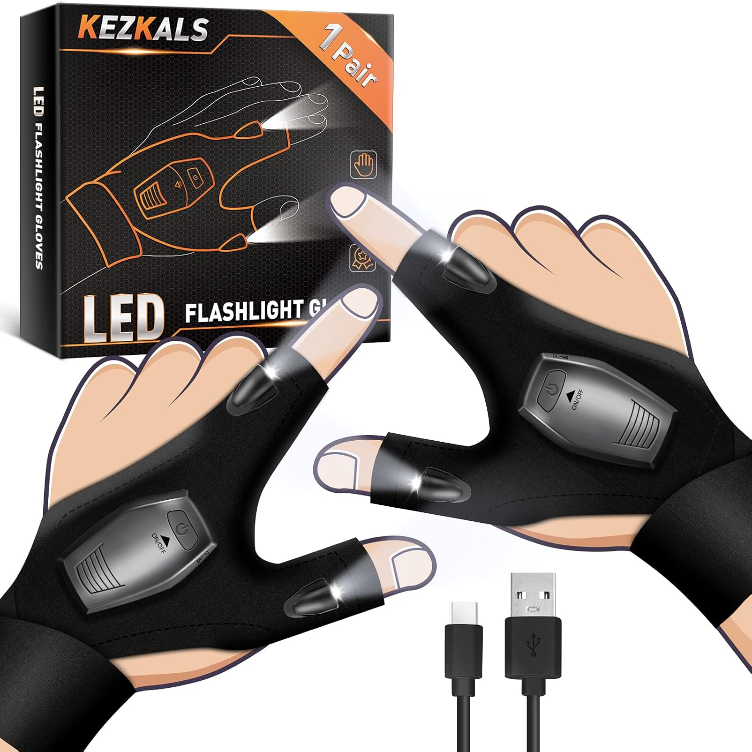 KEZKALS ▫️ Prenda original personalizada para o Dia do Pai, Luvas com iluminação LED, Ideias de prendas originais para o Dia do Pai para homem, Ideias de prendas originais para o Dia do Pai para mulher, Ideias de prendas originais para o Dia do Pai para homem, Prenda de Natal para mulher