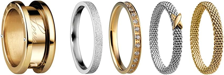 BERING ▫️ Arctic Symphony Collection Symphony-Set-E Anel para mulher em aço inoxidável com acabamento em ouro brilhante