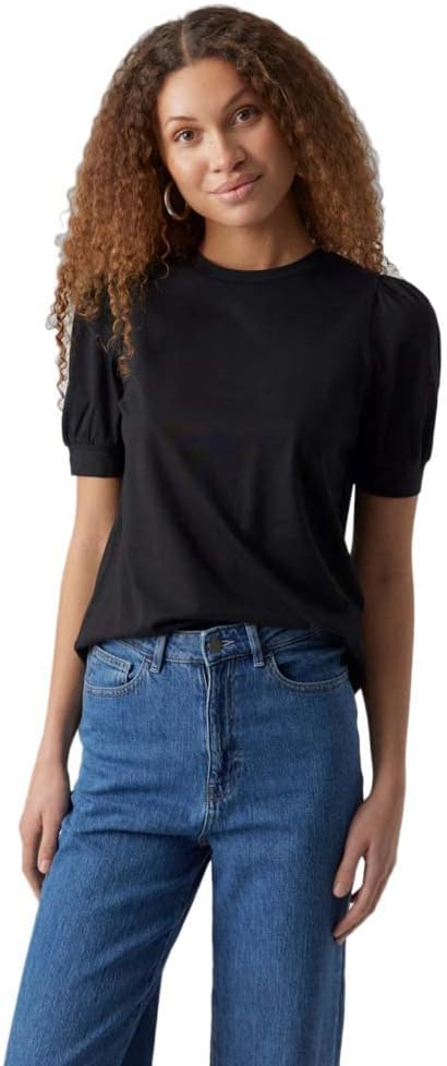 VERO MODA ▫️ Vmkerry VMA Noos - T-shirt de manga curta com gola redonda para mulher