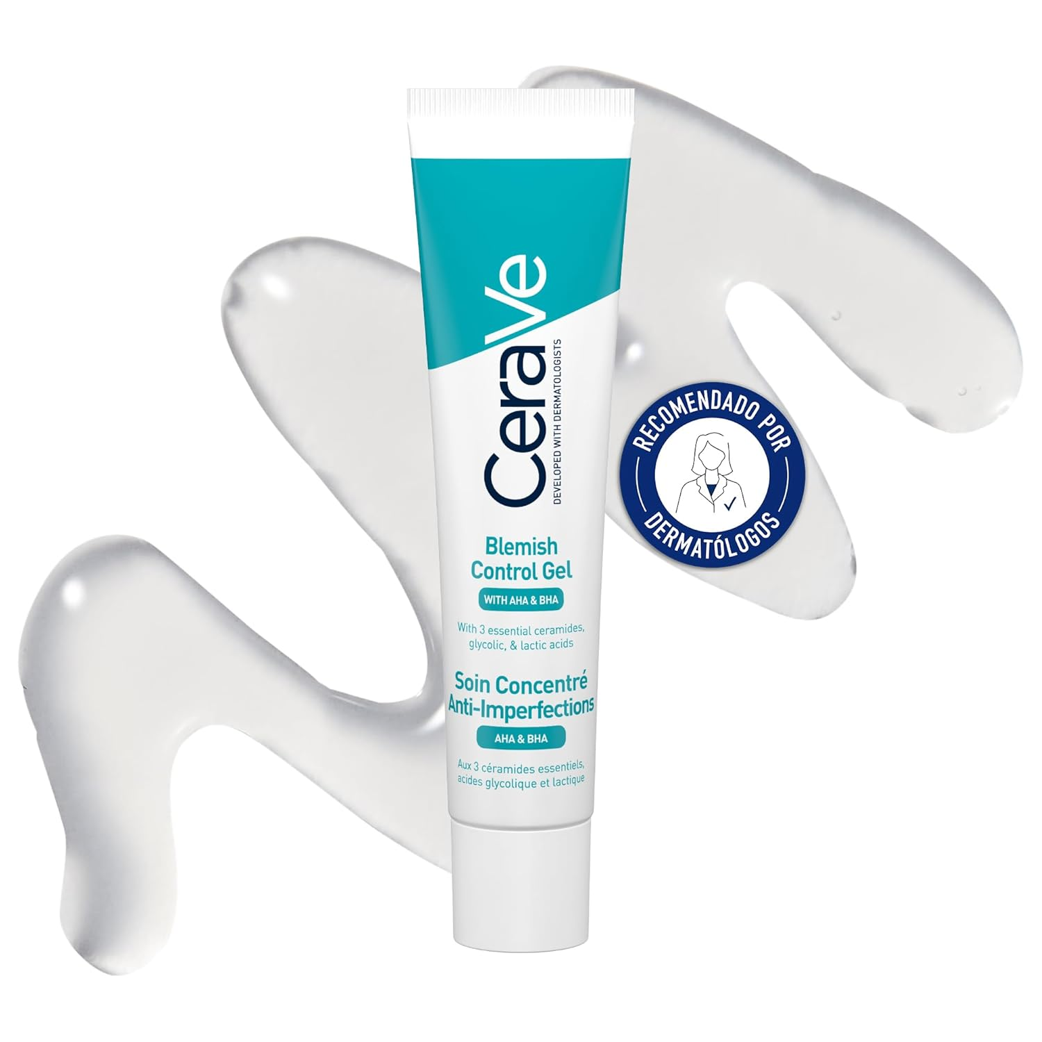 CeraVe Blemish Control Gel, Para peles com tendência acneica e oleosa, Reduz as manchas e borbulhas, Enriquecido com AHA e ácido salicílico, 40ml