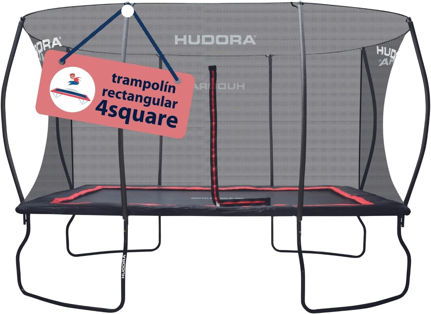 Hudora ▫️ trampolim 4square - 244x366/215x305cm Grande trampolim retangular para exterior - Trampolim desportivo retangular para até 120kg - Trampolim familiar com grande ressalto - Trampolim de qualidade