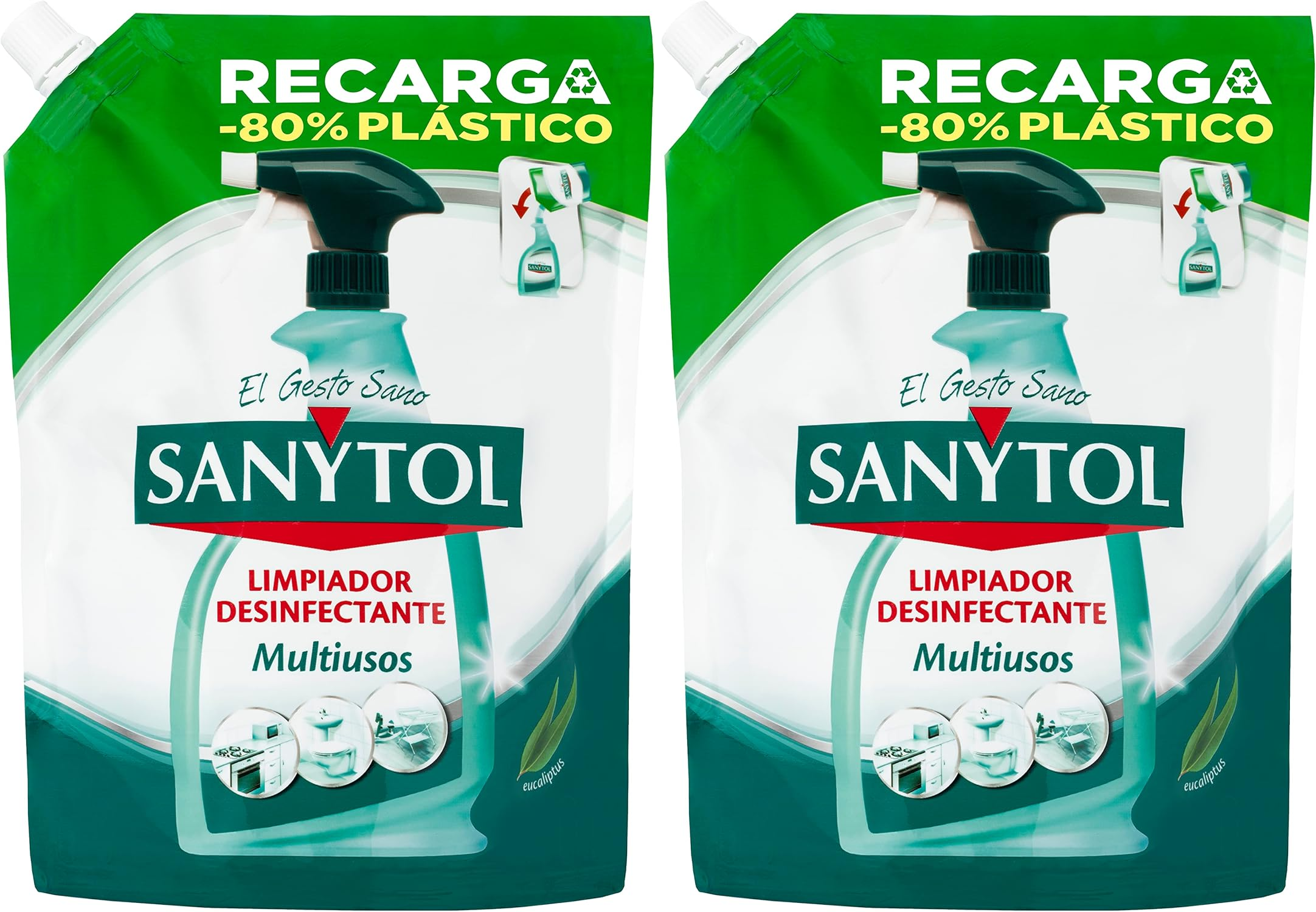 Sanytol ▫️ Recarga de Limpador Desinfetante Multiusos, Remove 99,9% dos Germes, Eficaz contra Bactérias, Fungos e Vírus, Sem Lixívia, Não Mancha os Têxteis, Reduz 80% do Plástico - 750 ml