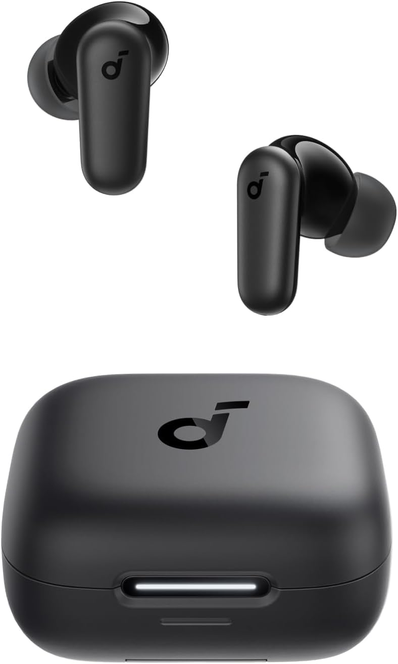 Soundcore ▫️ Auscultadores sem fios Bluetooth P30i com cancelamento de ruído Anker, cancelamento de ruído potente e inteligente, graves potentes, 45 horas, estojo 2 em 1 e suporte para telemóvel, IP54