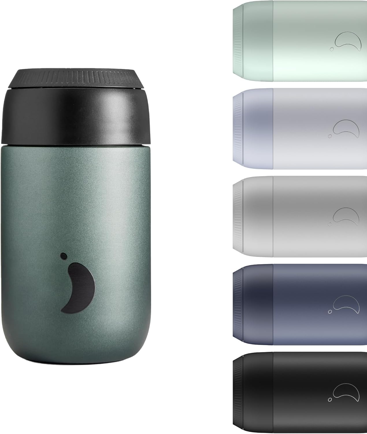 Chilly's ▫️ Caneca térmica de café Series 2 - Caneca de parede dupla com tampa - Aço inoxidável sem BPA - Ombre - Ardósia, 340 ml