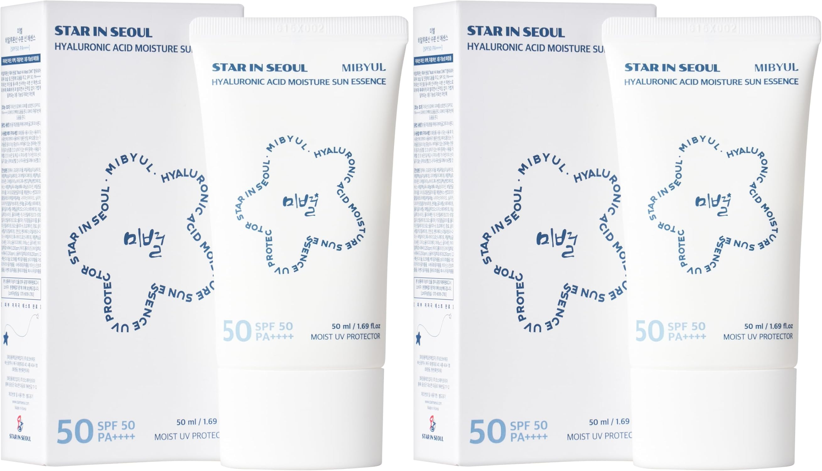 STAR IN SEOUL ▫️ [] MIBYUL HYDRATING HYALURONIC ACID SUNSCREEN, SPF50, PA++++, 50 ml, protetor solar vegan coreano que se aplica de forma hidratante e suave.