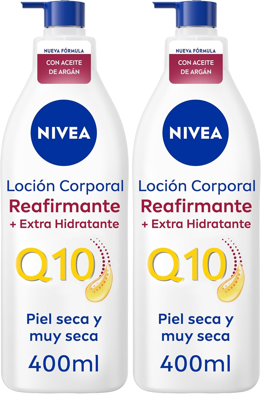 NIVEA ▫️ Q10 Argan Oil Body Milk Firming + Extra Moisturising (400 ml), loção corporal reafirmante para pele seca, hidratante corporal nutritivo