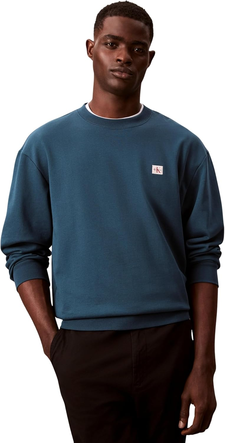 Calvin Klein ▫️ Camisola de malha com emblema de felpo para homem