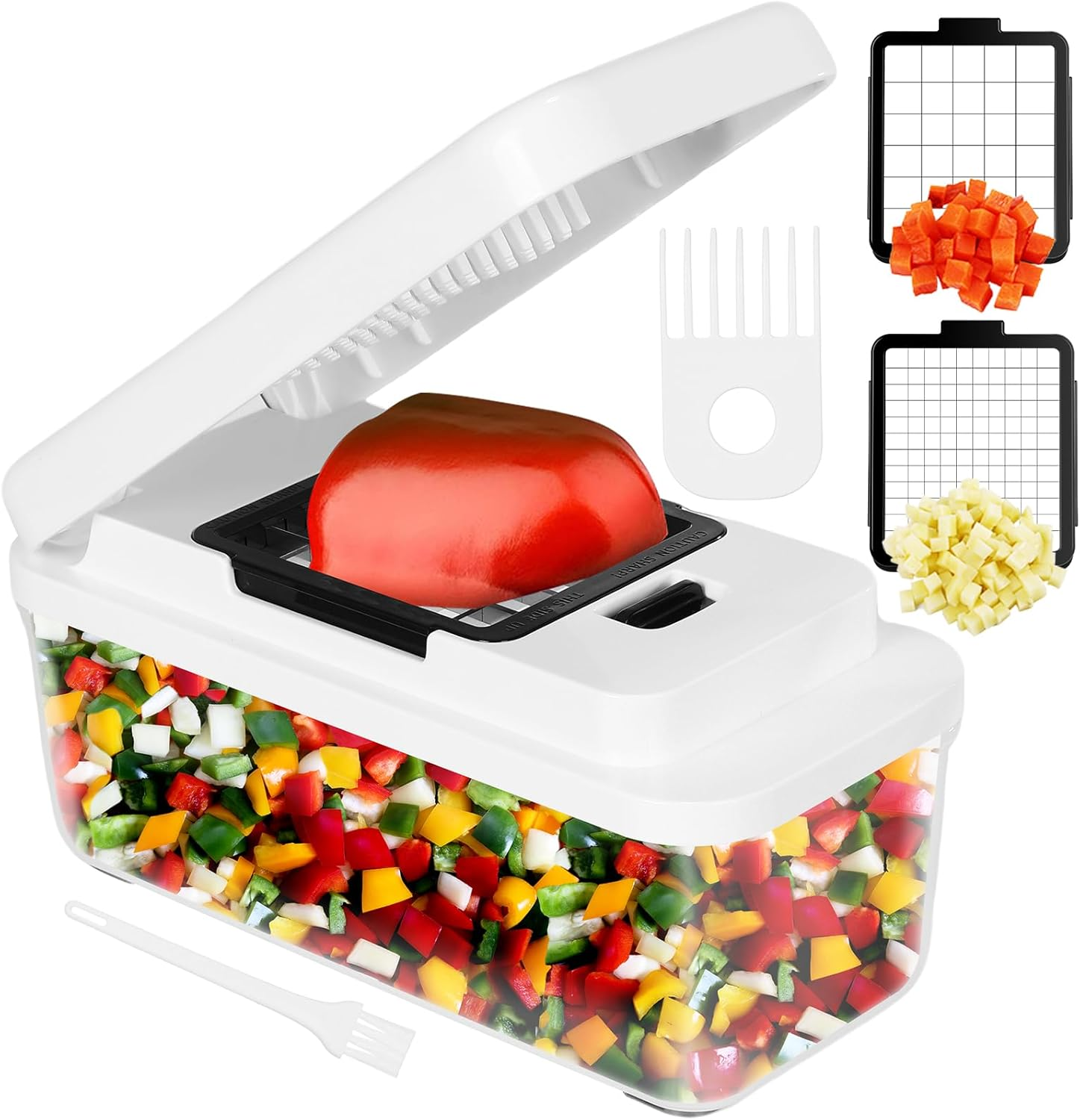 Vihoom ▫️ Cortador de legumes 2 em 1, cortador de legumes com 2 lâminas intercambiáveis, mandolina de cozinha profissional, cortador de legumes para cebolas, batatas, cenouras e cenouras