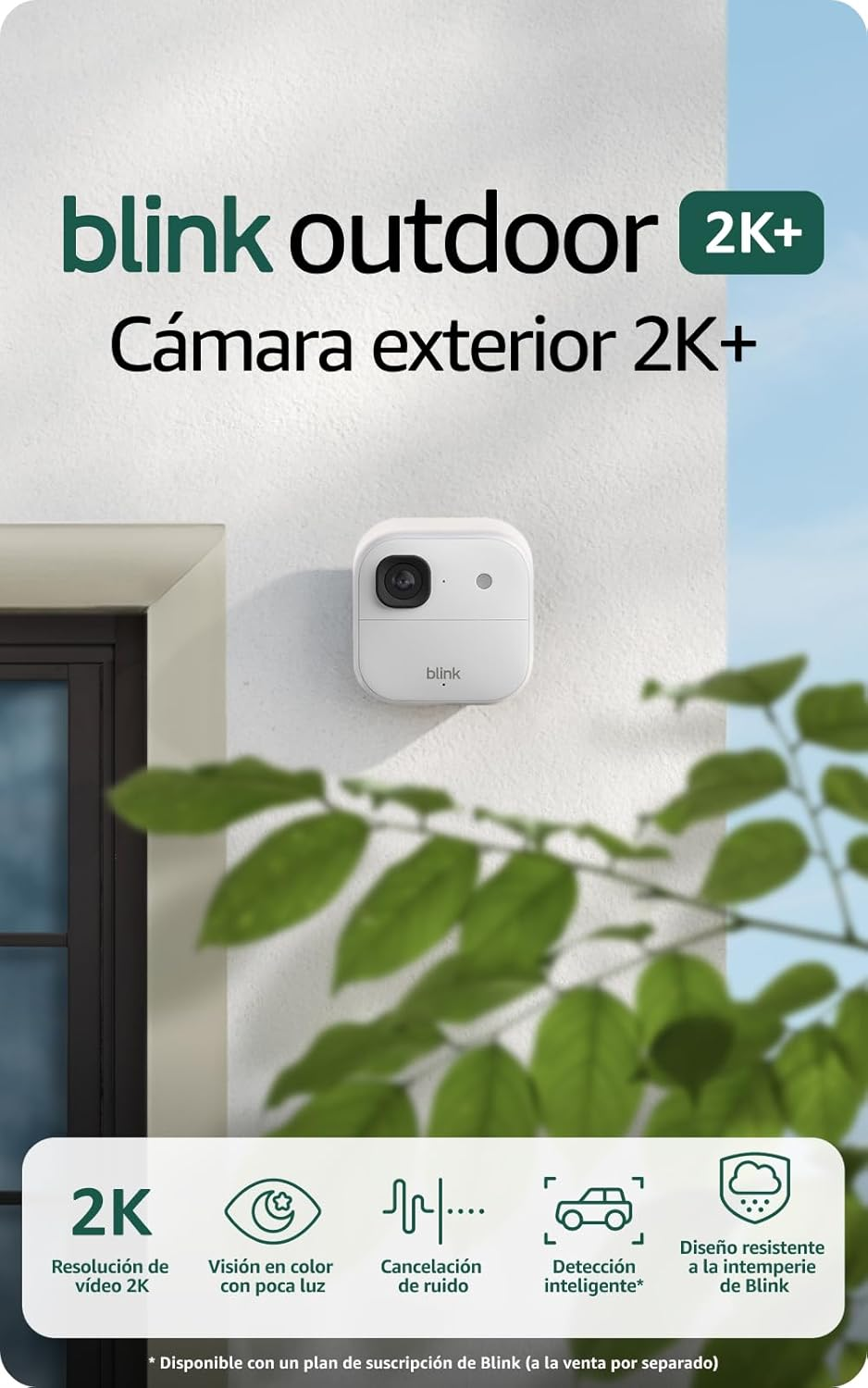 Blink ▫️ Câmara de exterior 2K+ (última geração) - câmara de segurança inteligente sem fios, resolução de vídeo 2K, módulo de sincronização básico Incluído: sistema de 4 câmaras, Branco