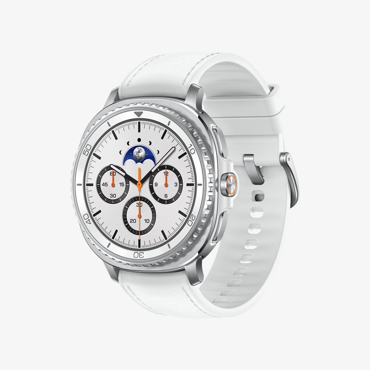 Samsung ▫️ Galaxy Watch8 Classic 46 mm, Bluetooth, bracelete híbrida, relógio inteligente com design de moldura rotativa, garantia de 3 anos + 1 ano extra, branco (versão em inglês)