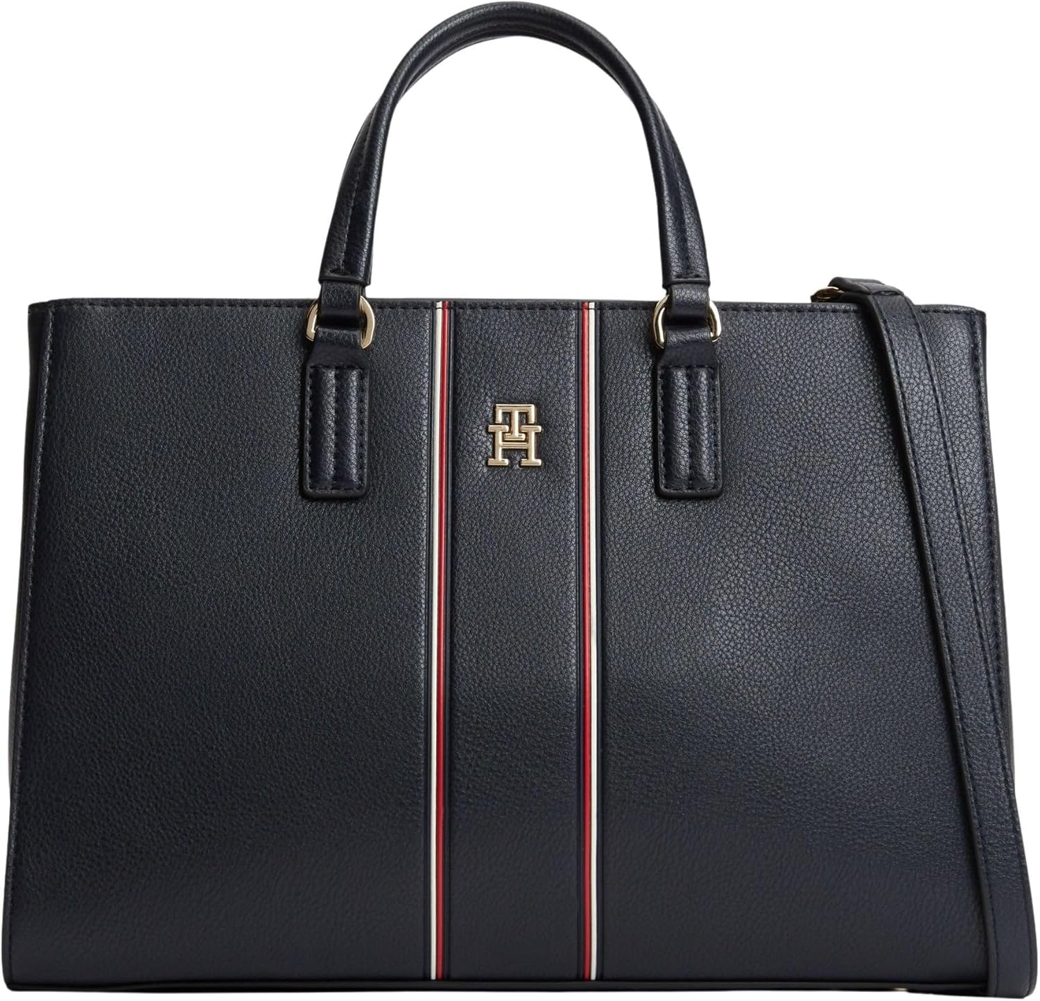 Tommy Hilfiger ▫️ TH Daily Satchel Corp Aw0aw18644, Mala de mão para mulher, Azul (azul espacial), Tamanho único