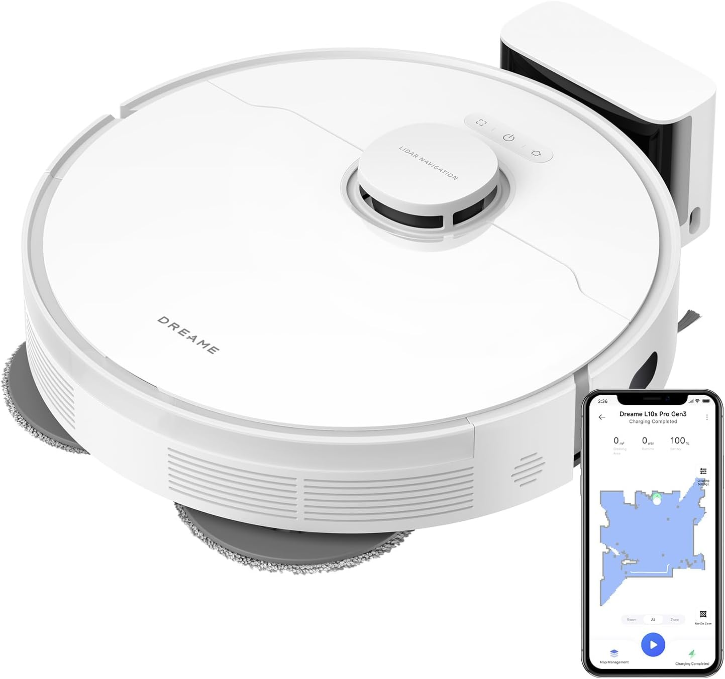 DREAME ▫️ L10s Pro Gen 3 Aspirador Robô Inteligente e Esfregona, Sucção Vormax de 13.000 Pa, Sistema de Esfregona DuoScrub, Esfregona de Elevação Automática de 7 mm, Alcança o Inacessível, 5.200 mAh